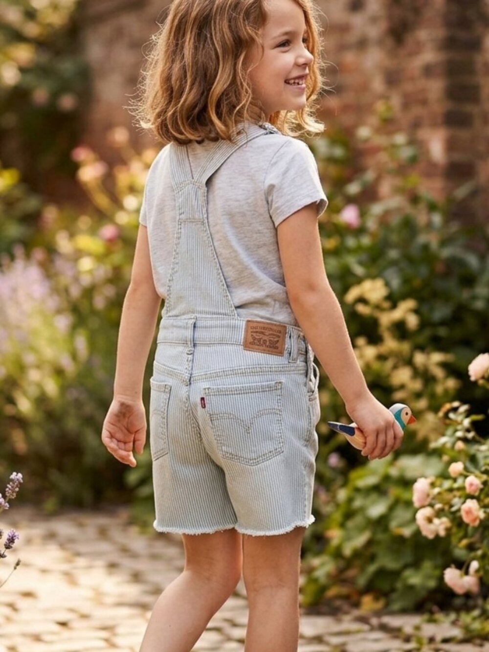 Levi's Girls Striped Denim Shortalls Overalls